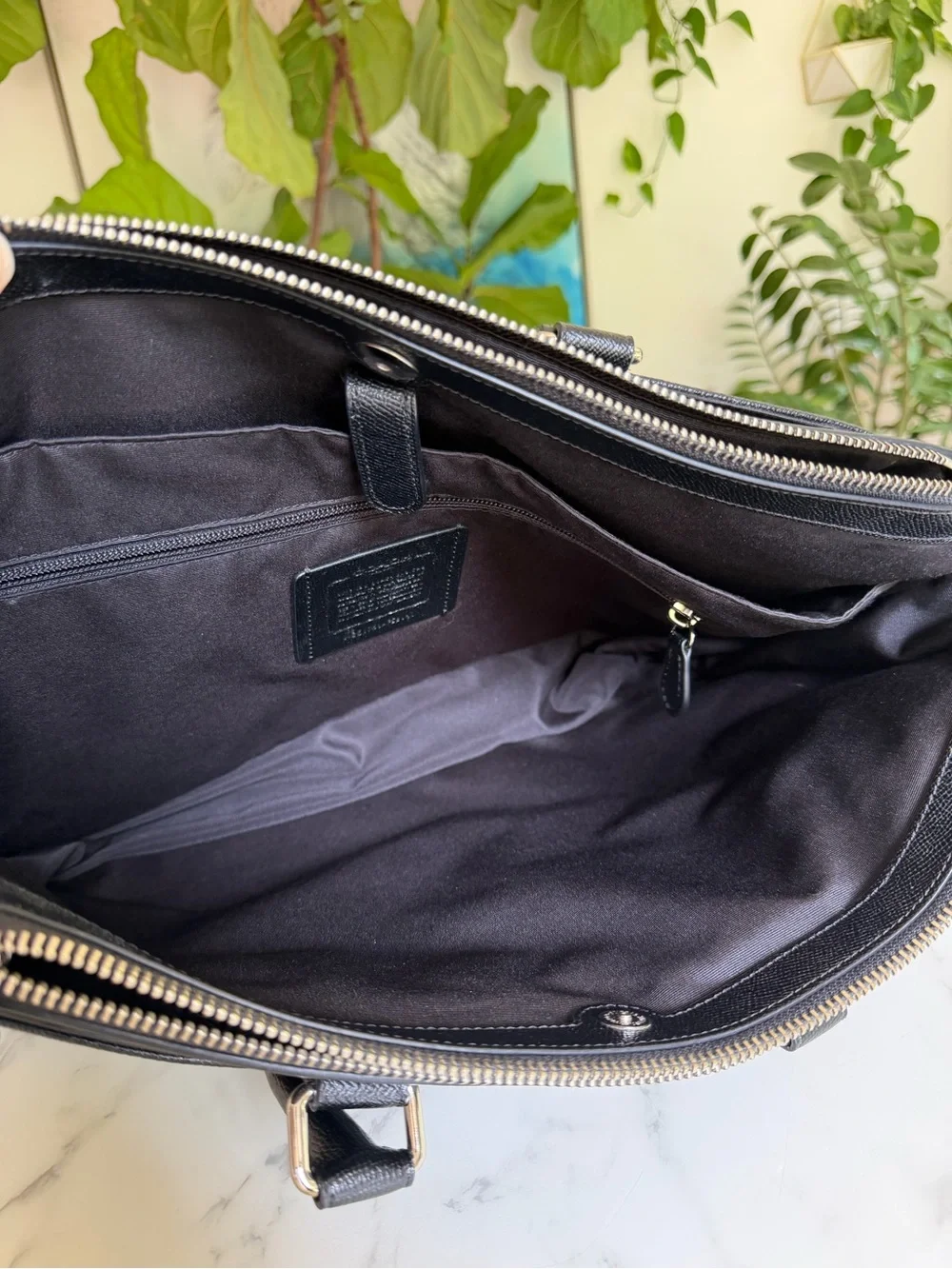 Coach Perry Metropolitan Tote Briefcase Laptop Bag in Black Leather F59141